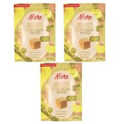 Kit 3 Biscoitos Proteico Com Alho Poró Sem Glúten Vegano Alere 165g