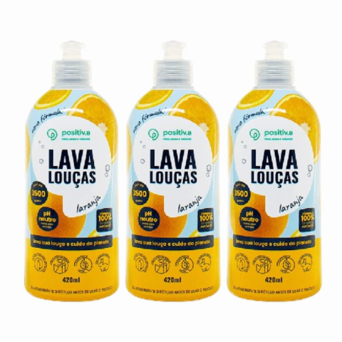 Kit 3 Lava Louças Laranja Positiva Hipoalergênico 1,260ml - comprar online