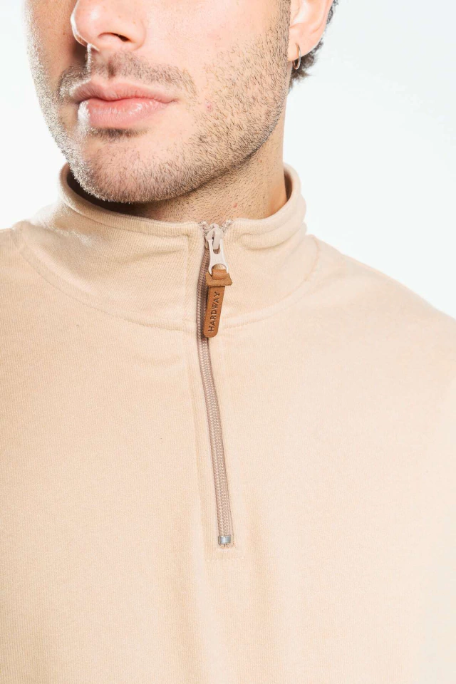BUZO JACQUARD M/CIERRE BEIGE — imagen 2
