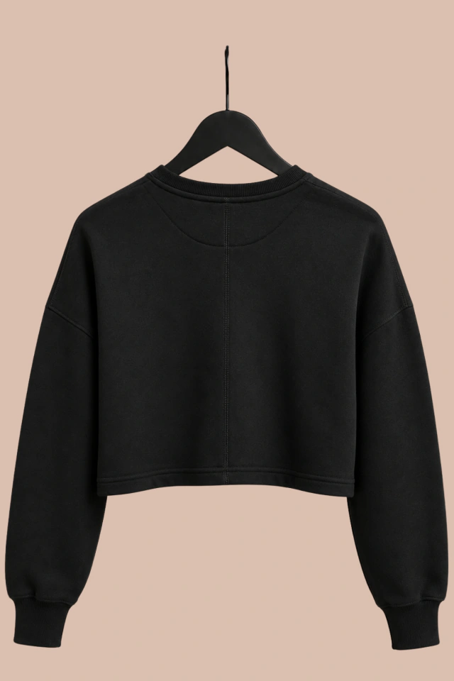 BUZO RILEY CROP REC BLACK — imagen 4