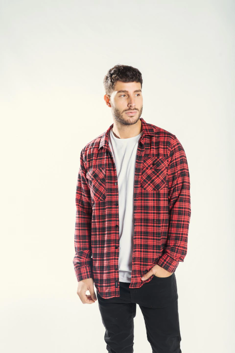 CAMISA KIEV LEÑ CUAD RED/BLACK