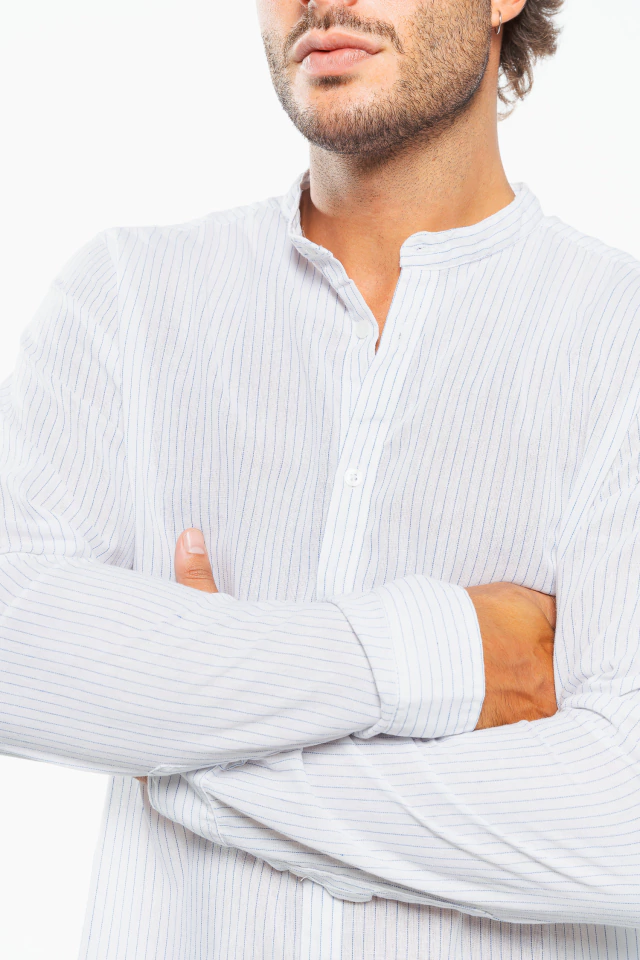 CAMISA STRIPED MAO WHITE/BLACK — imagen 6