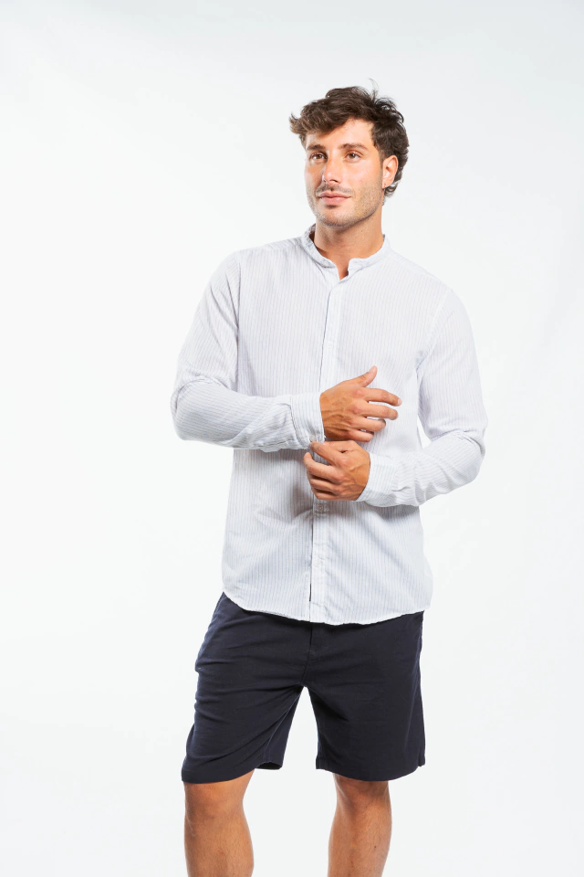 CAMISA STRIPED MAO WHITE/BLUE