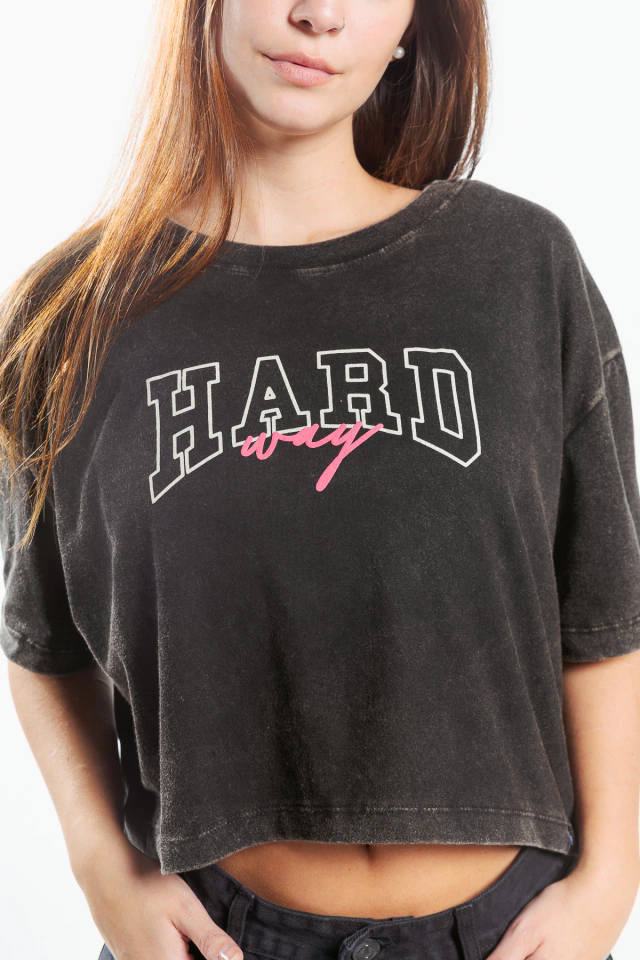 REMERA HARD CROP ACID BLACK