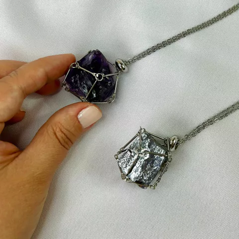 Colar Cesta Elo Cristalina - Prateada