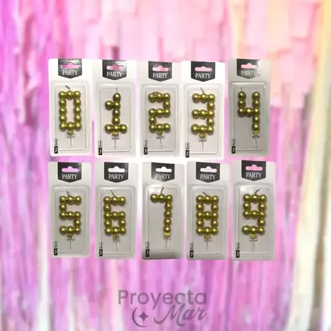Vela Forma Numeros Esfera Magica Dorado - comprar online
