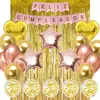 Combo Globos Cumpleaños Completo Dorado Rosa Gold