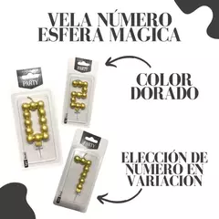 Vela Forma Numeros Esfera Magica Dorado - Proyectamar