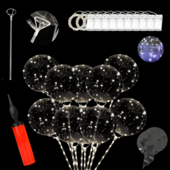 10 Globos Burbuja Cristal Led c/Palito e Inflador - comprar online