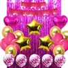 Combo Globos Cumpleaños Completo Fucsia Dorado