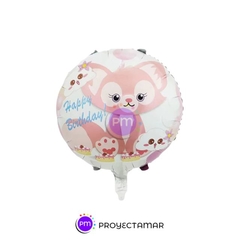 Globo Metalizado Circulo Linabell Rosa con Nubes 18" x5