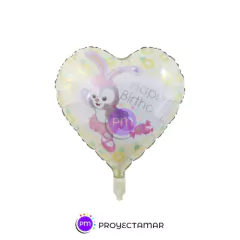 Globo Metalizado Corazón Linabell Conejo 18" x5