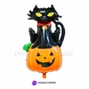 Globo Paleta Figura Calabaza con Gato Negro 14" x5