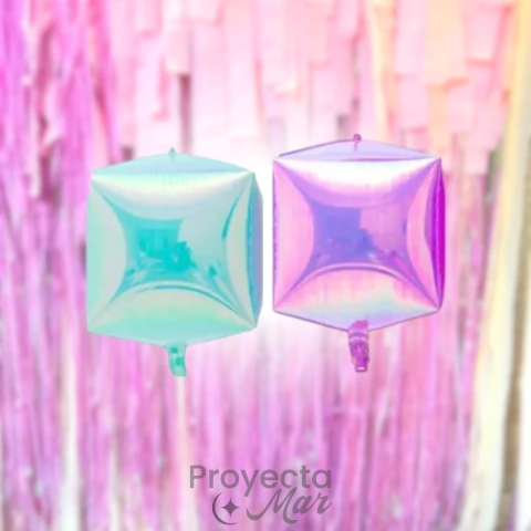 COMBO GLOBO FIGURA CUBO 22P X5 IRIDISCENTE