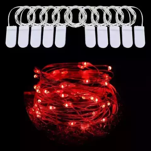Tira Microled Roja Pilas Chatas 3mts x10 unidades