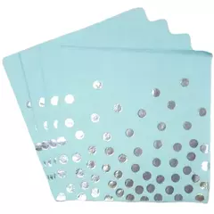 Servilleta Degrade Lunares Plata Celeste x12