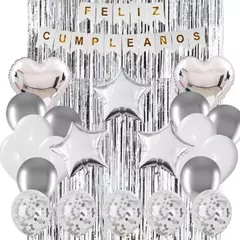 Combo Globos Cumpleaños Completo Plata