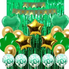 Combo Globos Cumpleaños Completo Verde Dorado