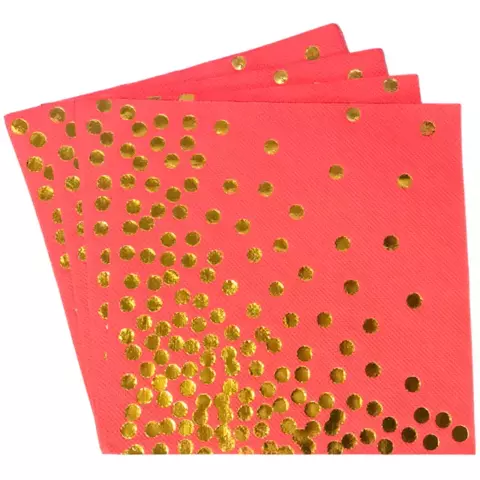 Servilleta Degrade Lunares Dorado Rojo x10