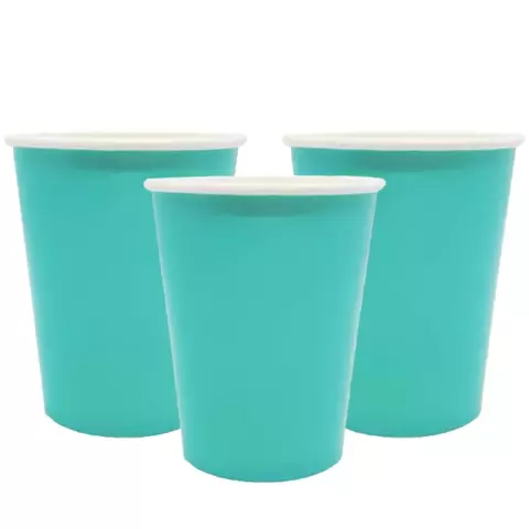 Vasos Polipapel Liso Turquesa x8