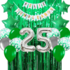 Combo Cumpleaños Globos Temática Verde Plata