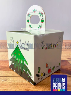 100 - Caja Chica Box Dulces Fiestas Impreso Navideño - Marbol - Zublipacks®