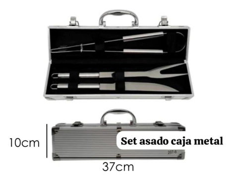 Set de Asado 3 Piezas en Caja Metálica