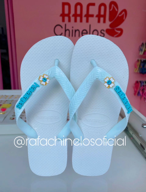 Havaianas Personaliza Com Pingente Flor Azul