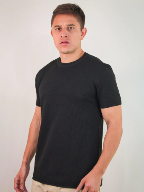 Camisa de Linha Texturizada Maison Preta
