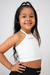 Criança usando um Cropped Amarração Pescoço Marfim Infantil