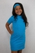 Vestido Infantil Manga Curta Lara Azul Turquesa