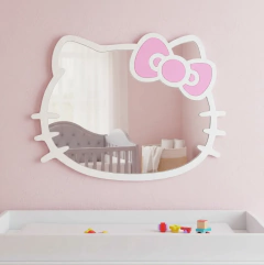 Espejo Acrílico Hello Kitty inastillable, con moño rosa
