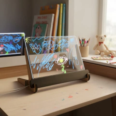 Imagen de Pizarra Led Mágica con base, paño, fuente y marcadores