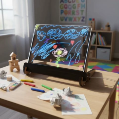 Pizarra Led Mágica con base, paño, fuente y marcadores - comprar online