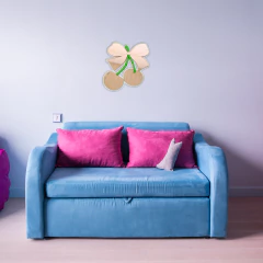 Cerezas rosas con moño en espejo acrílico rosado - tienda online