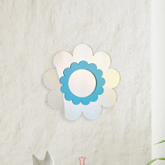 Cuadro Flor Espejada centro en color Celeste