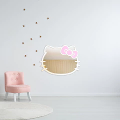 Espejo Acrílico Hello Kitty inastillable, con moño rosa - Trikceri