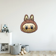 Cuadro Labubu marrón, en madera y espejo acrílico dorado - comprar online