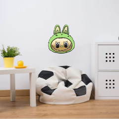 Cuadro Labubu verde, en madera y espejo acrílico dorado - Trikceri