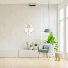 Mano de Fátima en espejo acrílico plateado grabado en internet