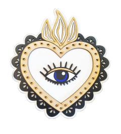 Corazón con ojo en madera - comprar online