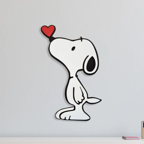 Cuadro Snoopy madera con corazón pequeño - comprar online