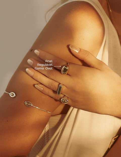 Anel Regulável Gomo Oval