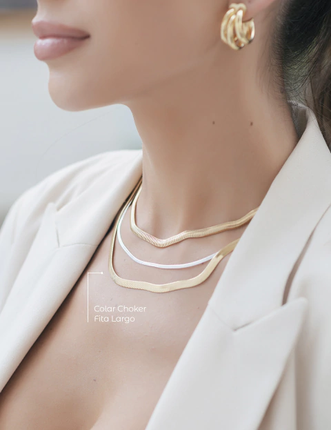 Colar Choker Fita Largo