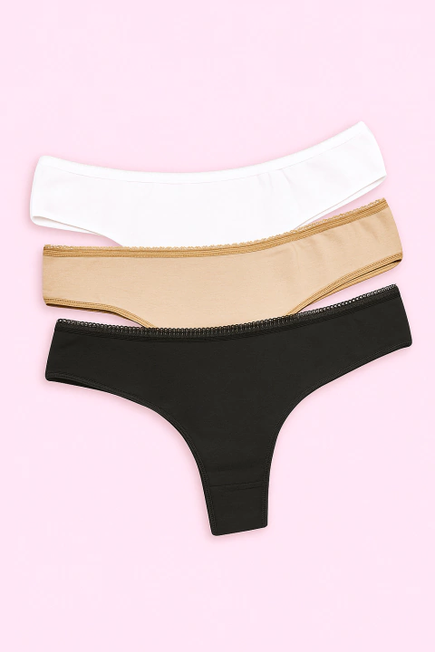 Pack x3 bombachas culotteless de algodón (9550)