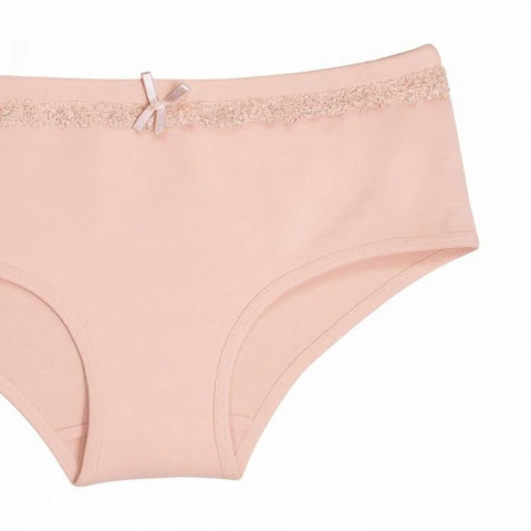Bombacha de nena culotte de algodón y lycra labrada con puntilla rosa navidad Lily (53728)