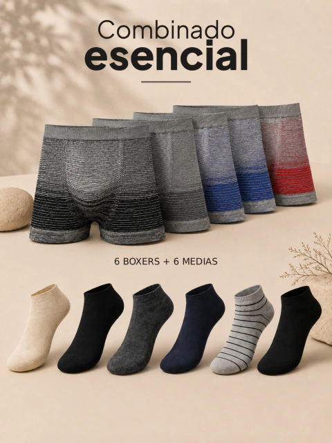 Combinado esencial | 6 Boxers 11855 + 6 Pares de medias 7100