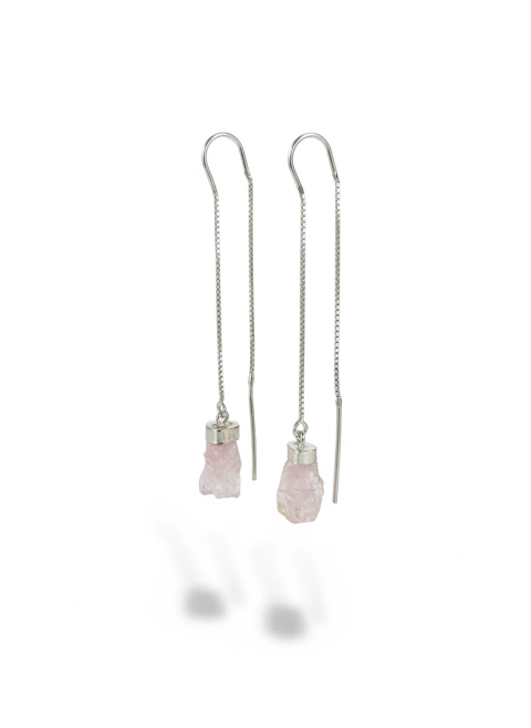 Brinco Lara | Corrente Única | Quartzo Rosa - comprar online