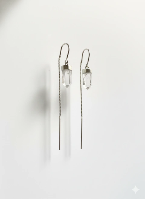 Brinco Lia | Corrente Unica | Cristal de Quartzo - comprar online