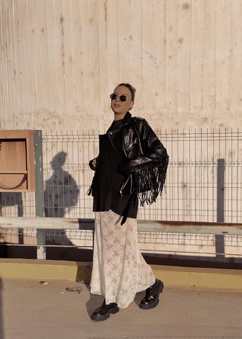 Pollera encaje blanca - comprar online